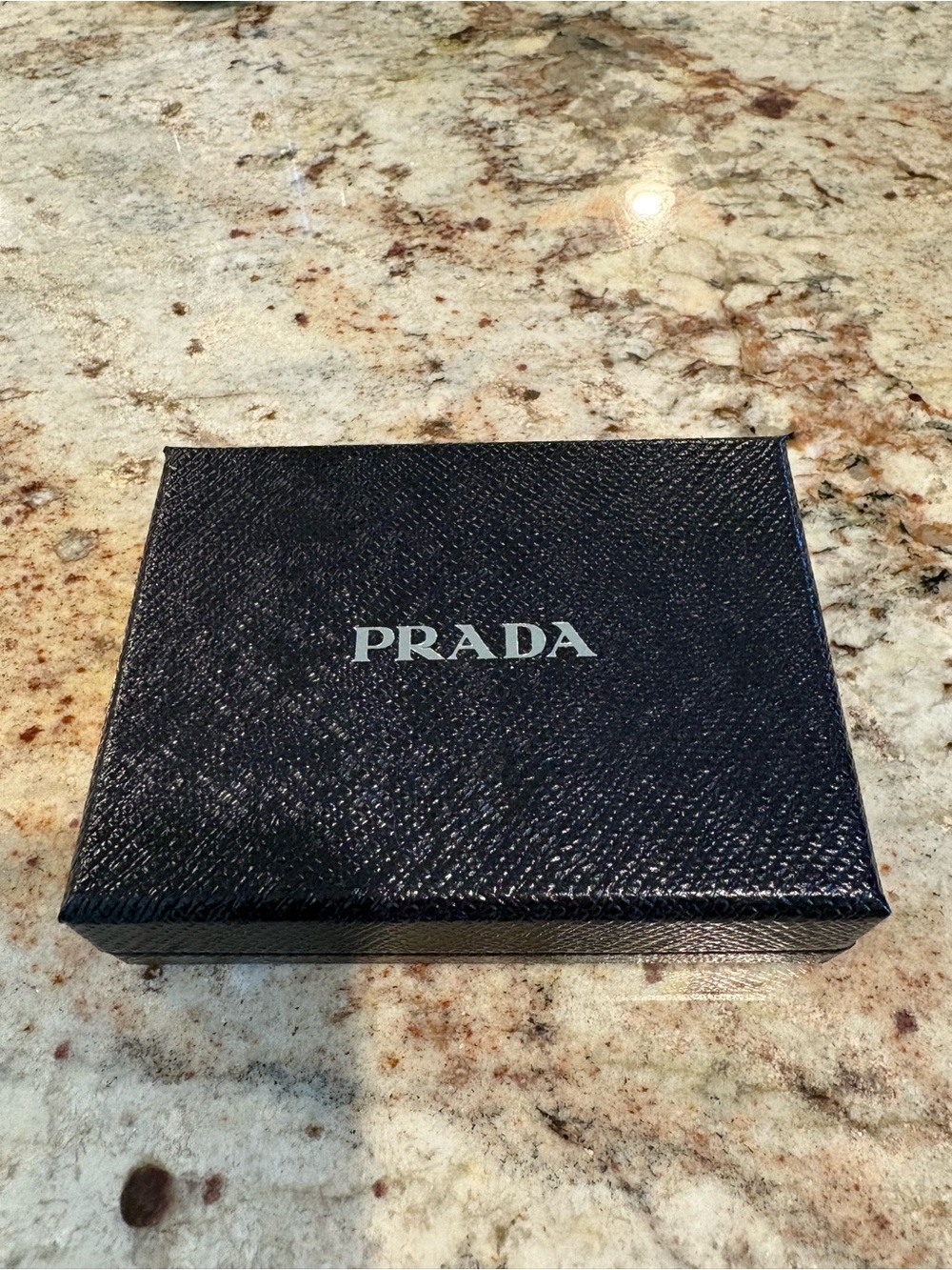 Prada Men's Black Textured Accessory Box with Silver Logo